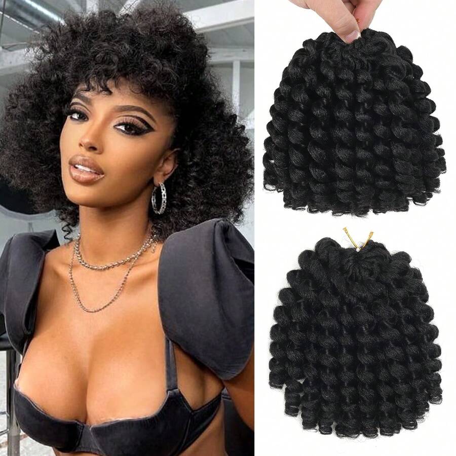 Crochet Braids Hair 10/12 Inch Jamaican Bounce Wand Curl Crochet Hair Curly Bounce Crochet Braids Hair Extension Twist Crochet Hair - 彩色 - 查看 1