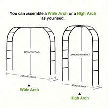 25-Year New Arrival - 1 Black Easy-To-Install Metal Gazette, Stand, Industrial Hardware, Hooks, Garden Arch, Heavy-Duty Steel Frame Supported Arch, Available In Wide Or High Arch Options To Suit Personal Preferences, Suitable For Climbing Plants, Roses, Vegetables, Balloon Arches, Outdoor Garden Decoration, Ideal For Valentine's Day. - Black - View 2