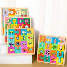 1Set Shape Snap Matching, Building Blocks, Digital Fruit Puzzle Board, Shape Matching Thinking Training, Early Education Puzzle, Wooden Toys, Animal Transportation, Digital Fruit Puzzle Board Game, Shape Matching Thinking Training, Building Blocks, Early Education Toys, Cognitive Puzzle Board Matching, Early Education Puzzle Toys, Parent-Child Interaction, Fun Wooden Toy Gifts - Multicolor - View 6