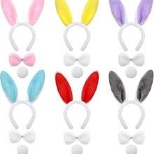 1pc Easter Animal Costume Set | Bunny Ears Headband, Bow Tie & Tail For Photo Props | Kids Dress-Up, Party Decor & Photo Studio Supplies - Perfect Gift For Birthday, Easter, Valentine's Day - Multicolor - View 2