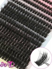 280片裝 80D 簇狀假睫毛 8-16mm 自然捲度蓬鬆簇狀假睫毛組，自然效果，DIY 睫毛接長，持久，適合初學者，適合派對禮物、節日禮物、日常配戴、好友禮物、老師禮物，晚宴派對效果 - D - 查看 10
