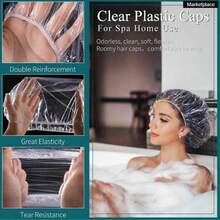 200/100/50 piezas Gorro de ducha desechable y reutilizable impermeable, adecuado para salones, spas y otras ocasiones para proteger el cabello, gorro de ducha grueso y elástico, fácil de llevar - Blanco - Ver 3