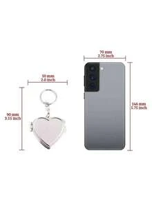 1pc Double-Sided Heart-Shaped Compact Mirror Keychain Swivel Connector, Cute Travel Accessory For Anytime Touchup, Valentine's Day Gift