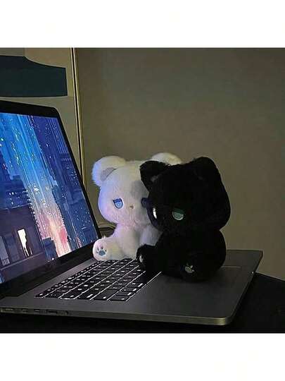 可爱毛绒泰迪熊玩偶，表情略带忧郁——蓬松柔软的毛绒玩具，适合女孩，生日/圣诞节/情人节礼物，可爱家居装饰