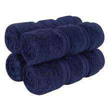 American Soft Linen Luxury Washcloths For Bathroom, 600 GSM 1OO% Cotton 4 Piece Turkish Wash Cloth Set, 13x13 In Soft Rags For Body And Face, Navy Blue Washcloths - Biru Laut - View 2