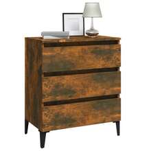 vidaXL Buffet Chêne fumé 60x35x69 cm Bois d'ingénierie - Castanho - Ver 1