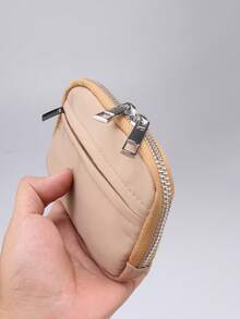 1 pieza Monedero compacto multifuncional minimalista Tamaño del producto: 11,5 cm * 7,5 cm * 2 cm Para mujer Cartera de dinero Mini cartera Monedero Cartera pequeña Monedero de monedas Artículo esencial de viaje Portador de tarjeta de identificación Portador de identificación - Caqui - Ver 4