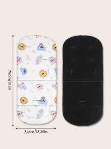 1pc Cartoon Pattern Baby Stroller Seat Cushion, Skin-Friendly Soft Durable Non-Deformable, Suitable For All Seasons Without Sweating, Removable Washable Anti-Slip, Multiple Patterns Available, Fits Various Baby Stroller Models