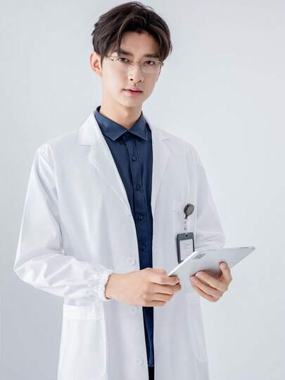 Medium Thickness Long Sleeve Medical Uniform, Comfortable Rear Slit Design, Suitable For Hospitals, Beauty Salons, Dental Clinics, Veterinary Clinics, Medical Research Institutes, Pharmacies, Maternity Centers