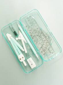 10 piezas Juego de compás geométrico, regla especializada para estudiantes, transportador, herramientas de dibujo, papelería para exámenes y estudios, regla triangular, diseño de clip de bolígrafo multifunción