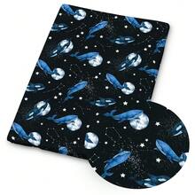 1 pieza de tela acolchada azul - Tamaño: 59 X 19.68 pulgadas (150 X 50 cm), con patrones de noches estrelladas, olas, lunas, osos polares y ballenas, adecuada para manualidades DIY, patchwork, fabricación de carteras y creación de telas. - azul real - Ver 9