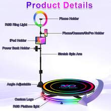 Máquina de cabina de fotos 360, cámara lenta, video giratorio automático, pequeña, portátil, con anillo de luz RGB y estuche de vuelo para fiestas y eventos. - Tipo de Enchufe B USA (110-127V) - Ver 2