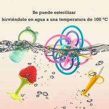 Baby Teether Teething Stick Small Mushroom Bite-Bite Infant Teether Manhattan Handheld Ball Toy Silicone Fruit-Shaped Teether Set, Newborn Teething Toy. Can be boiled in water. - Rojo y blanco - Ver 7