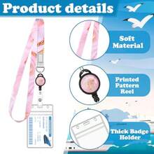4 Pack Cruise Lanyard For Ship Cards Lanyards With Retractable Badge Reels Waterproof ID Badge Holder 2026 Cruise Essentials Accessories - 大理石 - 查看 3
