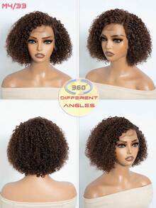 QVR QUEEN VIRGIN REMY QVR 卷曲波波头蕾丝前假发真人发 C 型分缝蓬松卷曲波波头假发透明蕾丝假发 150% 密度 - S4 - 查看 5