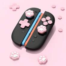 Cute Cat Paw Directional Keys & Silicone Joystick Cap Set, ABXY Button Protective Cover, Compatible With Nintendo Switch/OLED, Not Compatible With Switch Lite & Protective Case - Switch 2 - View 9