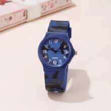 Reloj de cuarzo con estampado de camuflaje para hombres y mujeres, estilo deportivo - Azul - Ver 5