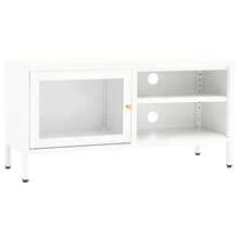 vidaXL Mobile TV Bianco 90x30x44 cm Acciaio e vetro - Bianco - Visualizzare 3