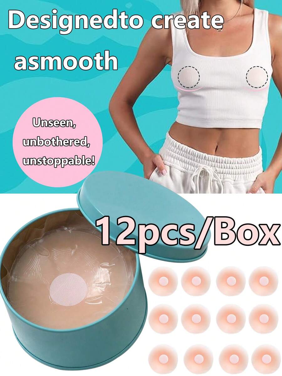 12pcs Reusable Silicone Breast Lift Pads, Invisible Bust Enhancer, Bust Shaper Stickers - Multicolor - View 1