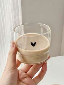 1 Set Heart & Smiling Face Printed Breakfast Cups, Suitable For Cafe, Home, Restaurant, Holiday Party, Festival Gift, Hotel, Wedding, Microwave & Oven ; Cold Brew Coffee Cup | Iced Milk Cup | Breakfast Cup | Round Mug | Minimalist Coffee Cup | Festival | Valentine's Day Gift | Cold Drink Cup | Birthday Gift - Multicolor - View 4