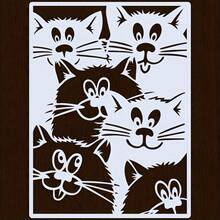 1 pezzo Stencil a forma di gatto - Modello riutilizzabile per dipingere, adatto per cornici, tessitura, pareti, tele, tessuti, quaderni e altro ancora - Tagli Unica - Visualizzare 1