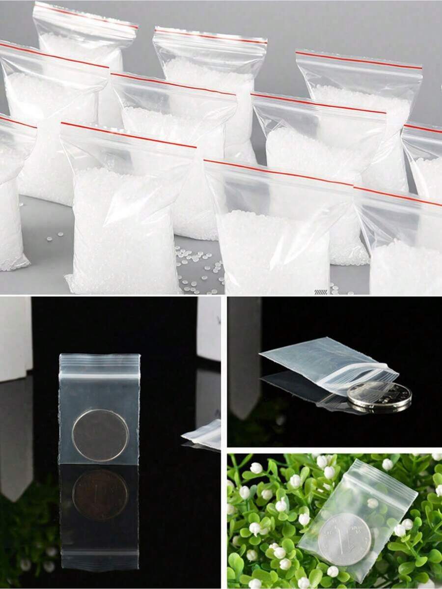 100个透明自封袋，加厚小号珠宝包装袋，可重复使用的戒指耳环塑料袋，透明PE可重复密封袋 - 彩色 - 查看 1