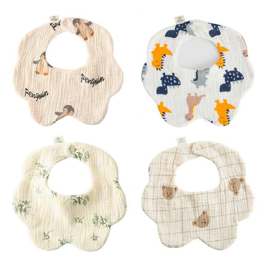 TendenciaBaberos Bebe Recién Nacidos Regalos Para El Arrullo 4pzs Animales Beige 24.5cmCalidad premium