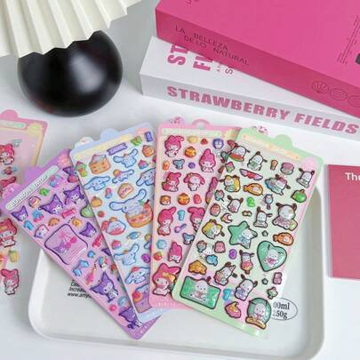 40pcs Cartoon Cute Animal Themed Square Stickers, Best Gift For Women, Suitable For Ramadan, Back To School, Valentine's Day, Daily Use, Party Decoration, Reusable Self-Adhesive Stickers For Diary, Phone Case, Student Notebook DIY