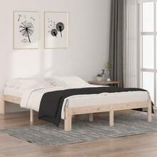 vidaXL Cadre de lit sans matelas bois de pin massif 140x190 cm - Tabac - Voir 2