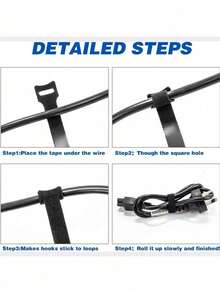 Bridas, correas de gancho y bucle para la gestión de cables domésticos y el atado de jardinería - Negro - Ver 3