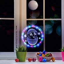 مصباح معلق للعيد، متوفر بأنماط متعددة، مصباح معلق مضيء بشكل بيضة عيد الفصح والأرنب، ديكور جو العطلات للخزانة والنافذة الداخلية، مصباح بكوب شفط، أضواء LED متعددة الألوان، مصباح جو العطلات، مناسب لمناسبات مختلفة، ديكور، إضاءة ليلية، تعمل ببطاريات (البطاريات غير مشمولة) - متعدد الألوان - مشاهدة 3