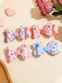 1 قطعة مشبك شعر بشكل فراشة ملون بالأرجواني والوردي والأزرق والأحمر بمناسبة عيد الحب، إكسسوار شعر لعيد الطفل - واحد - مشاهدة 1