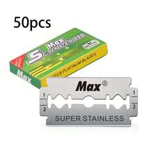 5-50片铂金特级双刃剃须刀片 - 男士安全剃须刀片 - 铂金不锈钢刀片，带来顺滑、精准、洁净的剃须体验 - 銀色 - 查看 9