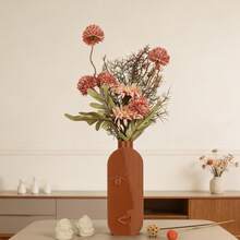 1pc Artistic Face Shaped Plastic Vase, Simple Lines With 3D Texture On Body, Decorative And Practical, Unique Face Element Adds Interesting Atmosphere To Space - Multicolor - View 3