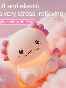 Axolotl Night Light, Dimmable Silicone Animal Night Light, Rechargeable Touch Bedside Lamp, Room Decor, Axolotl Gift - Multicolor - View 3