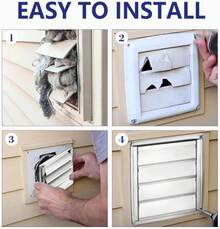 Funmit 4" Dryer Vent Cover For Exterior Wall Vent Hood Outlet Airflow Dryer Air Vent With Screen Includes 4 Screw For Easy Installation (White) - ColorB - View 6