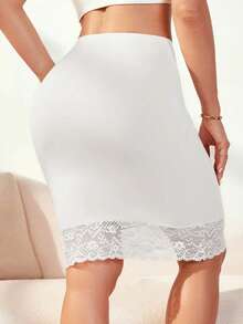 SEXYEYE Women's Sheer Lace Pencil Skirt - Elastic Fitted High Waist Skirt With Non-Slip Lining, Bodycon Camisole Dress For Daily Wear - trắng - Xem 3