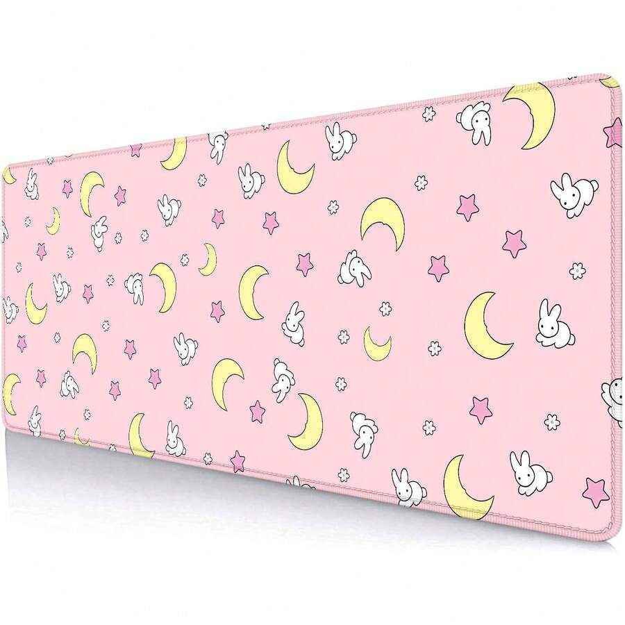 IMAYONDIA Pink Kawaii Desk Pad, Cute Moon Bunny Desk Mat Computer Pad Desktop,Laptop Protector Aesthetic Anime Mousepad Writing Pad For Office Home School,Large Gaming Mouse Pad Tarot Mat,. X . - Xoáy đen trắng - Xem 1
