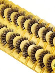 Asiteo Asiteo 5 Pairs Manga Natural Wispy False Eyelashes - Clear Band Faux Mink Lashes Cat-Eye Shape, Natural Look For Everyday Glam - Reusable, Comfortable, Beginner Friendly Strip Lashes, Lashes, Eyelashes, Fake Lashes - 俄羅斯卷10對 - 查看 3