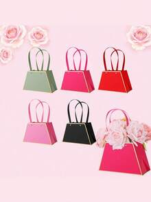 散装花束礼品袋 - 花束盒，用于装饰，纸质花卉礼品袋，带提手的花店用品，派对中心装饰，便携式散装花卉纸质礼品包装袋，适合作为2025年女性毕业礼物、婚礼生日礼物，带提手的便携式花卉包装纸袋，防水空花店盒子（经典款） - 彩色 - 查看 8