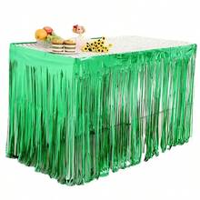 1/3pcs Tassel Rain Curtain Table Skirt Tablecloth Wedding Prop Table Valance Tabletop Decor For Holiday Birthday Party, 275*75CM - Multicolor - View 6
