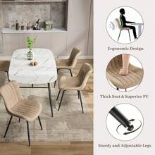 Dining Chairs - Color: Vertical Stripes|Leather|Khaki - View 5