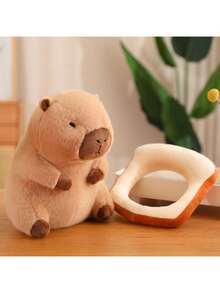 水豚毛绒玩偶，可爱水豚填充玩具 - 柔软的棕色毛绒动物，拥有生动的眼睛和蓬松的耳朵，小巧精致，可作桌面或汽车装饰品，是送给动物爱好者和水豚粉丝的生日礼物 - 适合家居、办公室或汽车装饰 - 彩色 - 查看 4