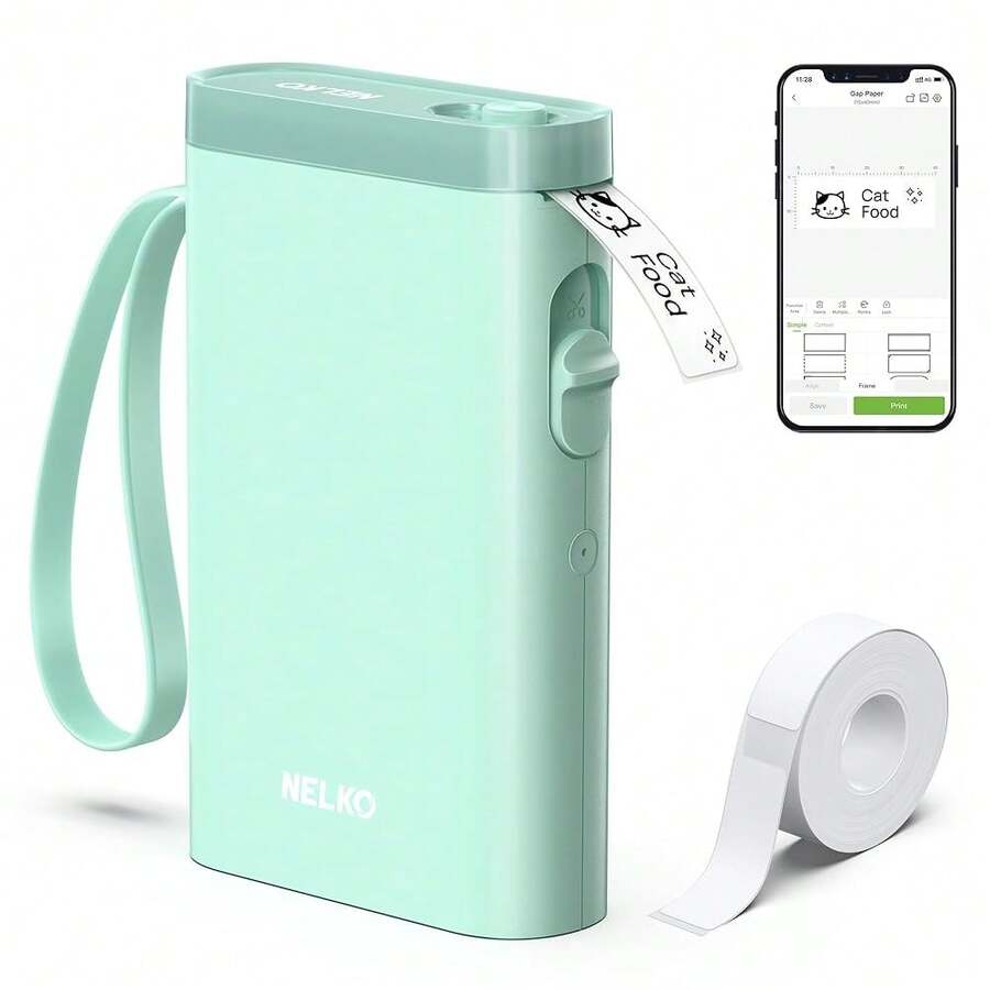 Máquina etiquetadora con cinta, Impresora de etiquetas Bluetooth P21, Etiquetadoras inalámbricas mini con múltiples plantillas para organizar la oficina y el hogar, Verde - Verde - Ver 1