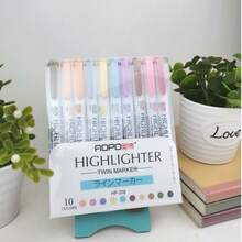 10pcs/Set Assorted Fluorescent Highlighter Pens, Dual-Tip Multi-Purpose Markers, Back To School