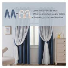 Navy Blue Blackout Curtains For  Bedroom - 63 Inch Polka Dot Sheer, 2 Panels - 如圖17 - 查看 3