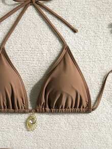 三件套性感纯色比基尼套装，含薄纱罩衫，适合度假、海滩派对、新年和情人节，展现优雅个性，欧美时尚风格，春夏款。