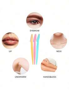 12pcs Multi-Functional Hair Remover Set! Sharp Stainless Steel Blades, Fresh Pink/Blue/Yellow Shell, Fragrance-Free, Gentle On Skin. No Accessories Needed, Can Clean Eyebrows, Face, Arms, Legs And Other Body Parts. - Multicolor - View 5