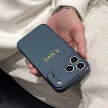 Ốp điện thoại in chữ cái đầu tên cá nhân, tương thích với iPhone 17 Pro Max, thiết kế khắc nổi 3D, lựa chọn quà tặng lý tưởng. - Màu xanh lam - Xem 6