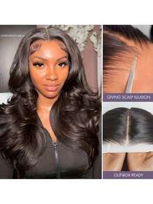 Black Nature Color Body Wave Lace Front Wigs Pre Plucked Bleached Knots With Baby Hair 13x4 Brazilian Lace Front Wigs For Women Natural Color 180% Density 8-36inch(Blended Wigs-A Mix Of Human Blended Hair And Synthetic)Wigs Human Blended Hair/Women's Human Blended Hair Wig/Human Blended Hair Lace Front Wigs/Wigs Glueless/Bleached Knots/Pre Plucked/Lace Wig/Gifts For Her / Gifts For Him/Romantic Gift/Love Gift/Couple Gift - SNatural - View 5